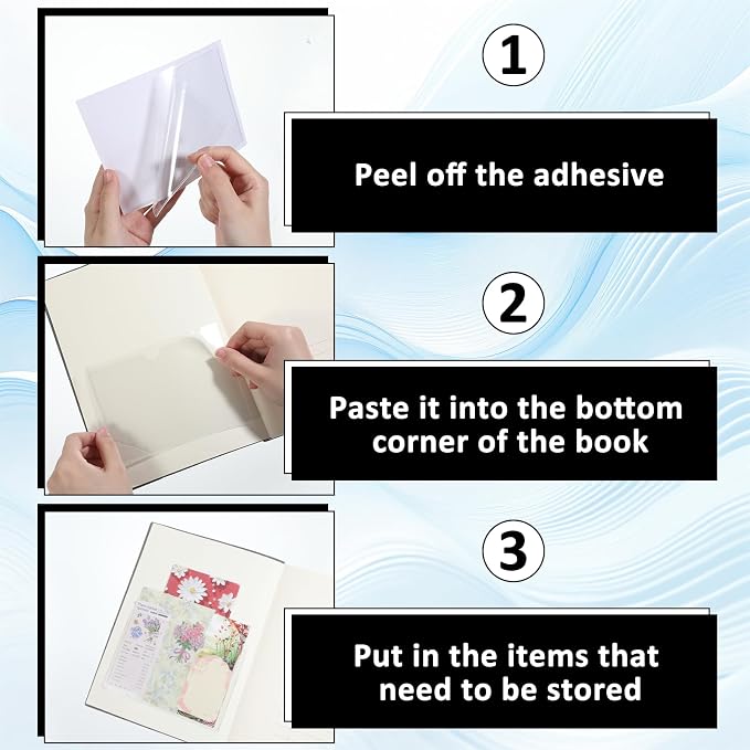 10 PCS Adhesive Pockets, 2 Sizes Sticky Pocket Sleeves, Planner Accessories - Image 3