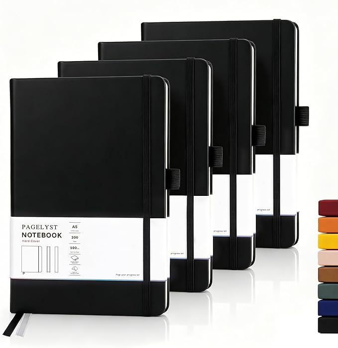 PAGELYST Blank Journal Notebook, 200 Pages, 4 Pack Leather Hardcover Notebook by Unknown