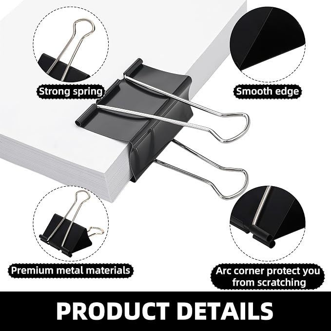 Jumbo Binder Clips 6 Pack, 3 Inch Extra Large Binder Clips Heavy Duty, Big - Image 3