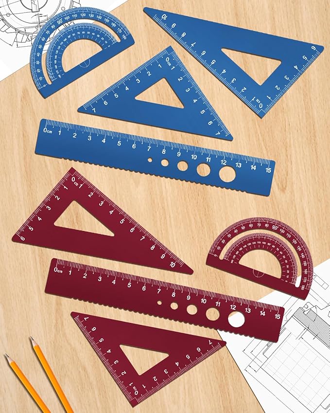 Honagu Aluminum Alloy Triangular Ruler Set, 8 Pieces/2 Sets, Modern Design, 12 Inches-DeskLoop Office