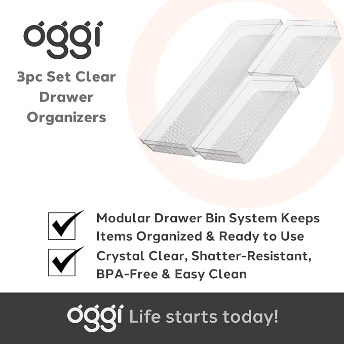 Oggi Set of 3 Clear Drawer Organizers - Image 7