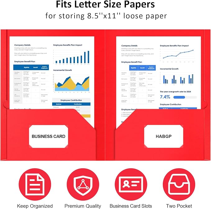 HABGP 5 Pcs File Folders with Pockets, Paper Colored File Folders - Image 2
