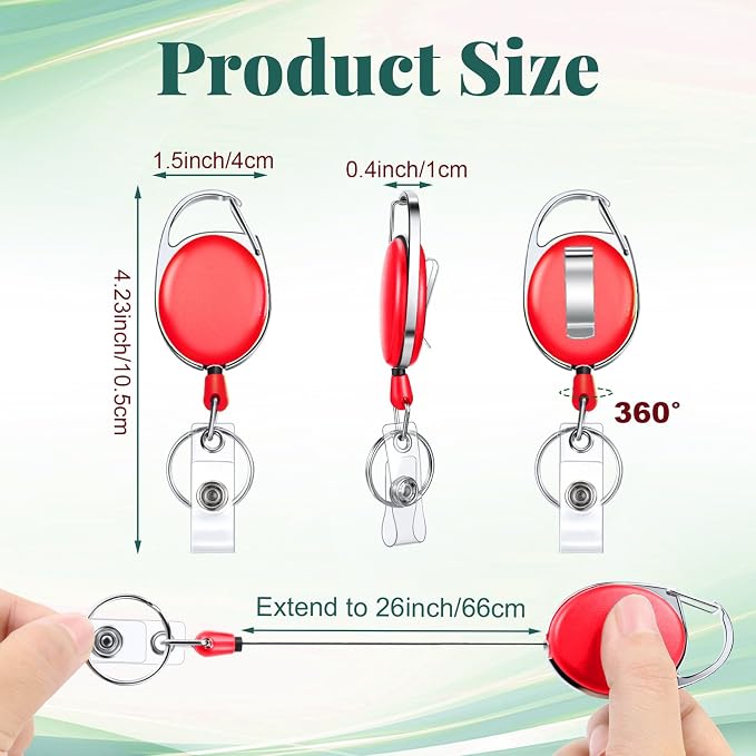 Honoson 10 Pcs Heavy Duty Retractable Badge Reels Batch ID Badge Holder - Image 3