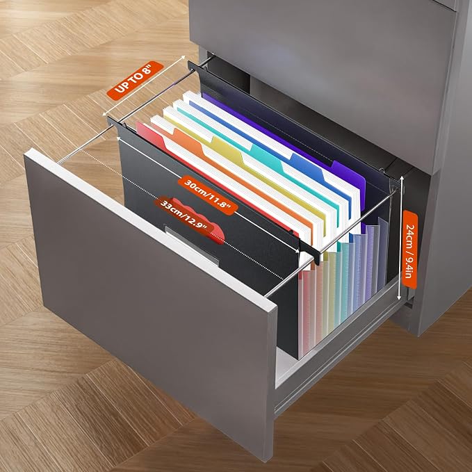 Expanding Hanging File Folders, Plastic Filing Cabinet Organizer 7 Pockets 1.2" - Image 2