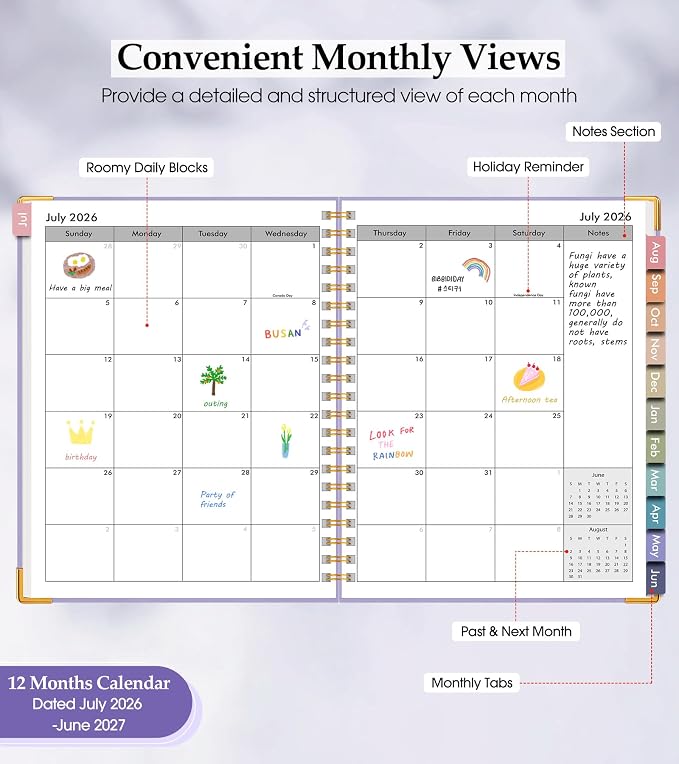 Academic Planner 2026-2027, Hardcover Leather Weekly and Monthly Calendar - Image 2
