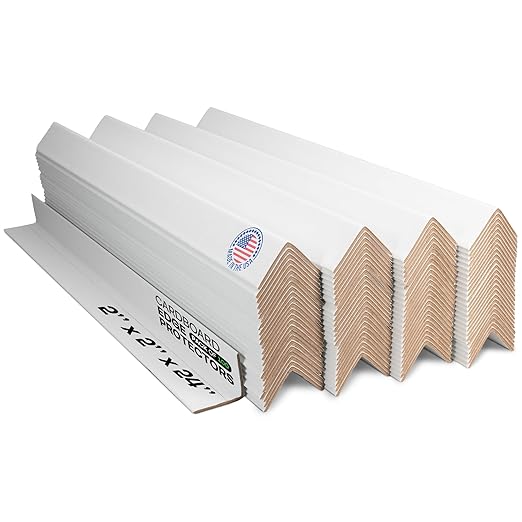 IDL Packaging Cardboard Edge Protector 2" X 2" X 24", Pack of 100 – V-Board Reinforced Cardboard Corners for Shipping – White Kraft Corner Protectors for Pallets-DeskLoop Office