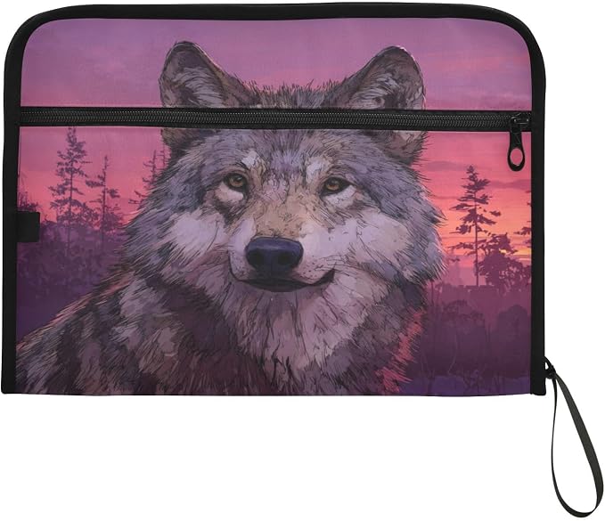 Wolf Purple Accordion File Organizer Expanding Document Folder - Image 7