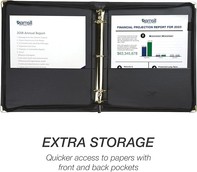 Samsill Classic Collection Leather Binder, Executive Presentation Portfolio - Image 4