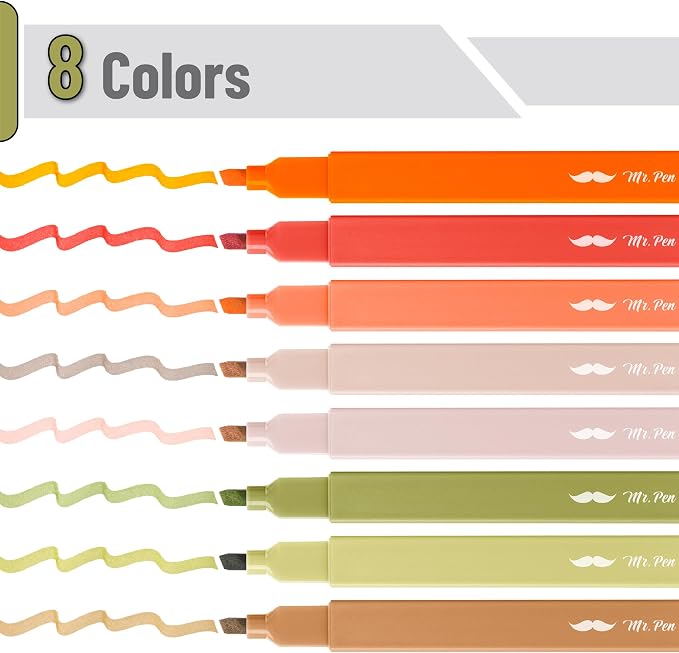 Mr. Pen- Aesthetic Highlighters, 8 Pack, Chisel Tip, Autumn Earth | Cute - Image 2