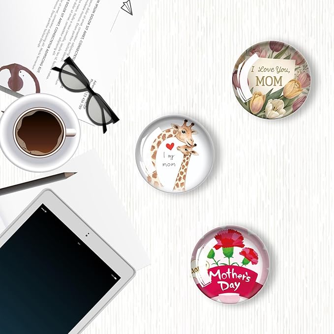 12Pcs Glass Refrigerator Magnet Fridge Sticker,Mothers Day Fridge Magnets Decoration for Crafts,Strong Fridge Magnets for Kitchen, School,Office Whiteboard, Cabinet and Dishwasher-DeskLoop Office