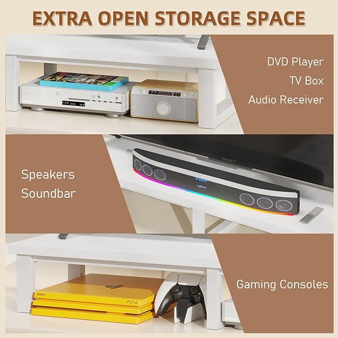 45" Large TV Riser for 32-60 inch TV, TV Riser Stand Shelf with Steel Legs, Tabletop TV Stand Riser for Home Office,White-DeskLoop Office