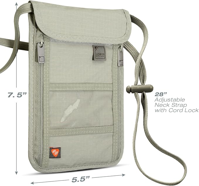 Lewis N. Clark RFID Blocking Stash Neck Wallet, Travel Pouch + Passport Holder - Image 6