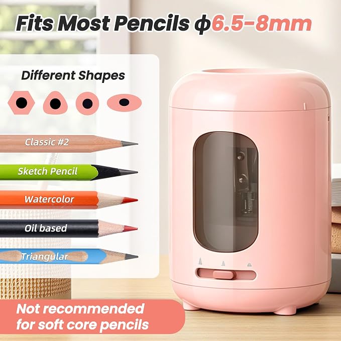 deli Electric Pencil Sharpener, 3 Sharpness Modes, Battery Operated - Image 2