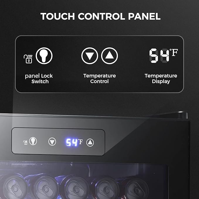 Kismile 4.5 Cu.ft Beverage Refrigerator and Cooler, 145 Can Mini Fridge Glass Door,Digital Temperature Display for Soda, Beer or Wine, Small Drink Dispenser Cooler for Home, Office or Bar(Black)-DeskLoop Office