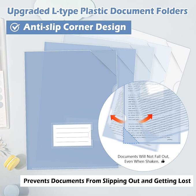 HOUYEE 20 Pack Clear Document Folders, L-Type Plastic File Folder Sleeves - Image 3