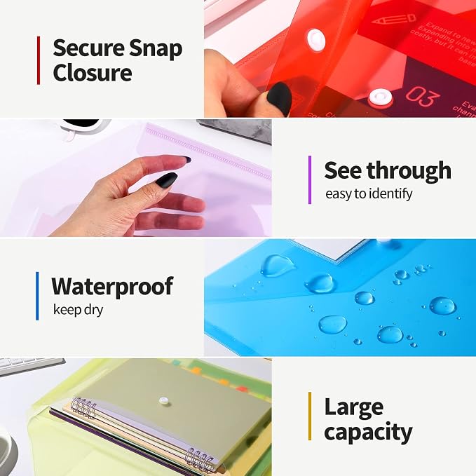 LEOBRO File Folders for Documents, Plastic Envelopes - Image 3