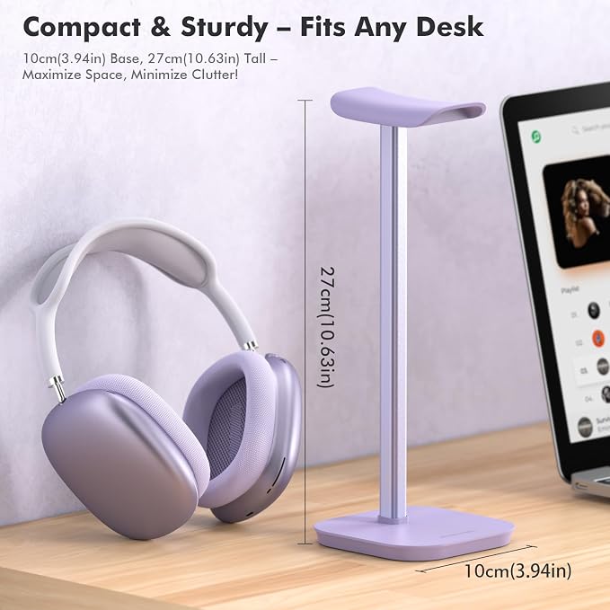 Headphone Stand, Desktop Headset Holder Heavy Base Desk Earphone Stand Aluminum - Image 2