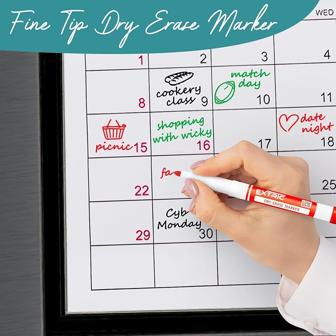 EXTRIC Red Dry Erase Markers Fine Tip 36 PK Whiteboard Markers | Use: School - Image 6