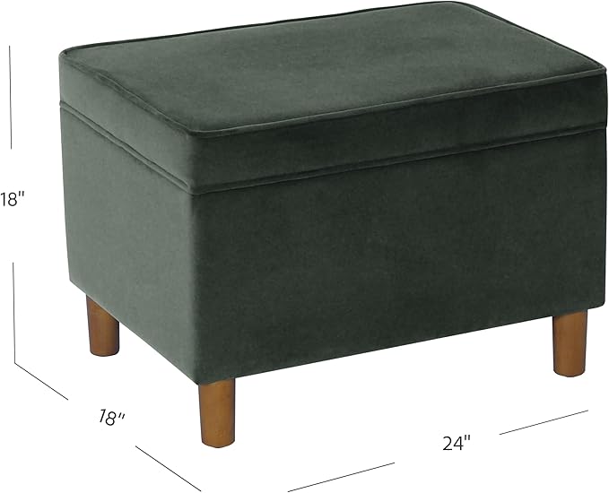 Home Decor | Dinah Collection Modern Storage Ottoman | Ottoman with Storage for Living Room & Bedroom(Loden Green Velvet)-DeskLoop Office