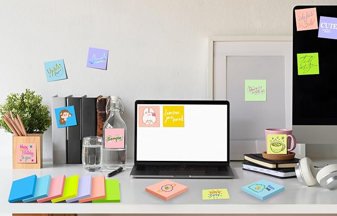 18-Pack Sticky Notes 3x3 Inch, 1008 Sheets Super Sticky Pastel Memo Pads - Image 7
