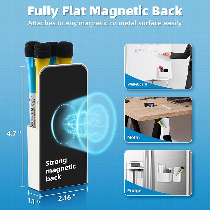 Magnetic Dry Erase Marker Holder, Magnetic Pen Holder Whiteboard Pen Holder Dry - Image 2