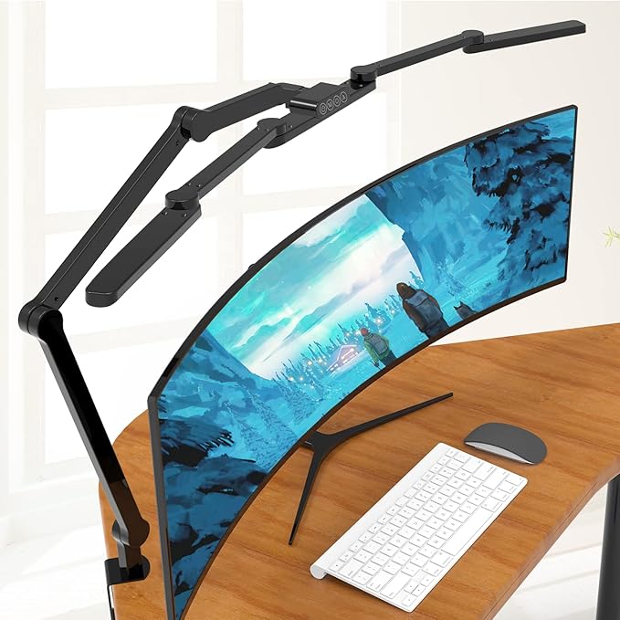 LED Desk Lamp with Clamp, 41.5" Clamp on Architect Desk Lamp for Home Office, 24W Bright Tall Computer LED Table Light Adjustable Overhead Clip on Office Lighting for Work Craft-DeskLoop Office