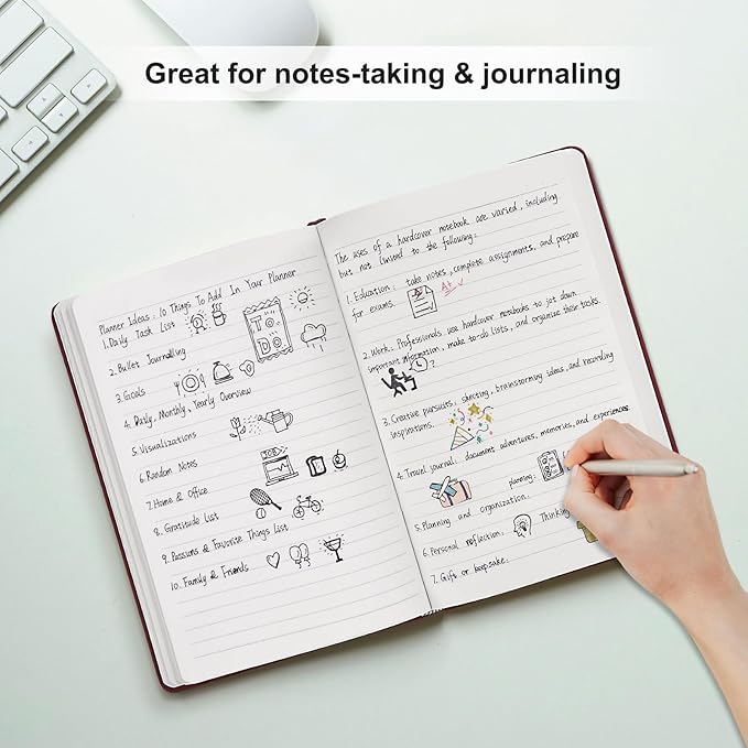 Comix Lined Journal Notebook for Women Men, Journaling Notebooks for Office School Home, Burgundy, 240 Pages, 5.5" x 8.3", College Ruled, A5, Hardcover-DeskLoop Office