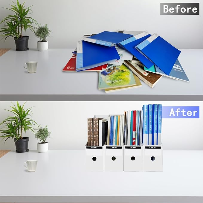 Limitliho 2 Pack White Magazine Holde, Vertical Book Bins - Image 4