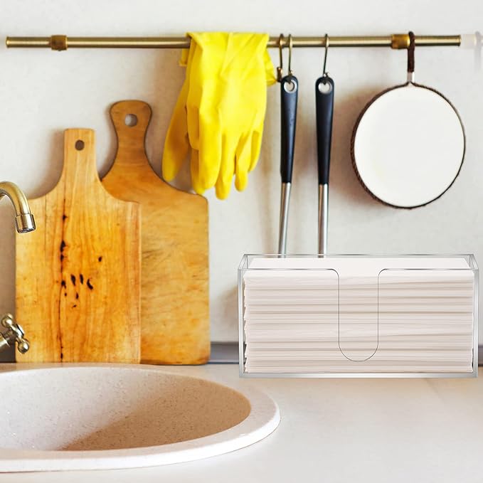 2Pack Acrylic Countertop Paper Towel Dispenser, Folded Paper Towel Dispenser Clear Trifold Napkin Holder, Suitable for Z-fold, C-fold or MultiFold Trifold Paper Towels for Bathroom Toilet and Kitchen-DeskLoop Office