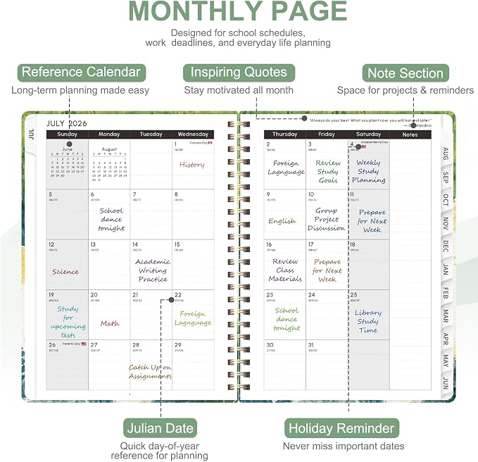 Planner 2026-2027, Weekly and Monthly Academic Year Calendar Planner, July 2026 - Image 3