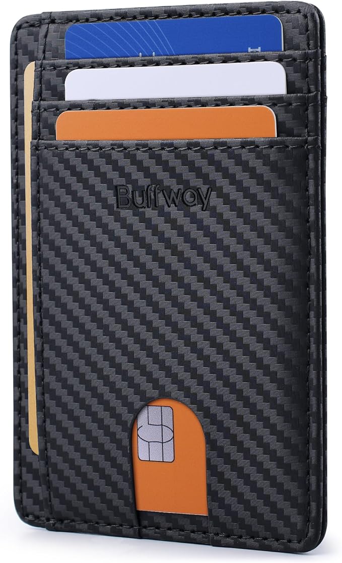 Buffway Slim Minimalist Front Pocket RFID Blocking Leather Wallets by Buffway