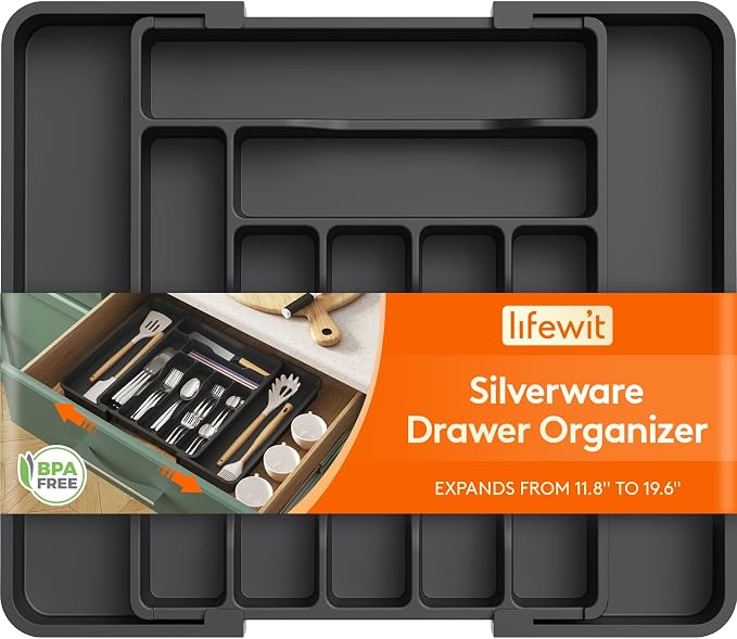 Lifewit Utensil Organizer for Kitchen Drawer, Expandable Cooking Silverware Tray by Lifewit