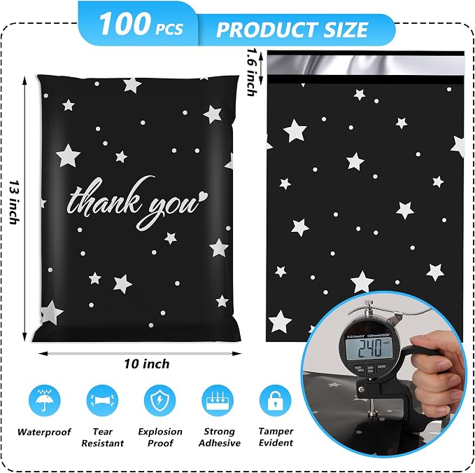Thank You Poly Mailer 10x13 Inch 100 Pcs, Waterproof and Tear-Resistant - Image 2