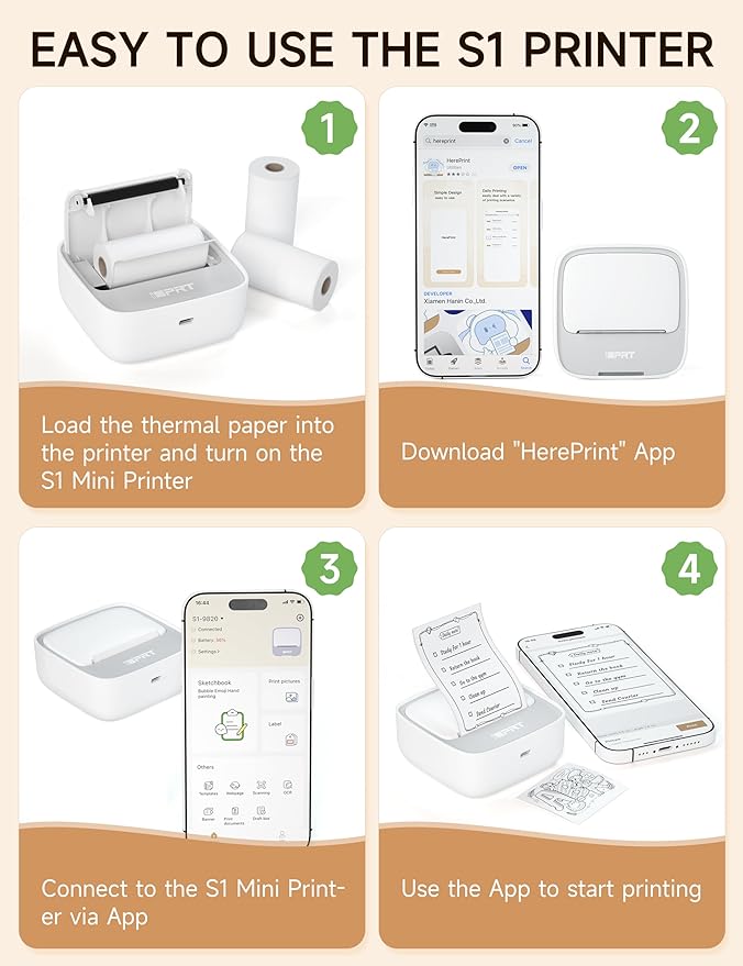 iDPRT Portable Sticker Maker Machine with 1 Roll Sticker Paper, Mini Printer Efficiently and Quickly, Thermal Printer for Study Notes, Pictures, DIY, Label, Free App with Multiple Templates, Grey-DeskLoop Office