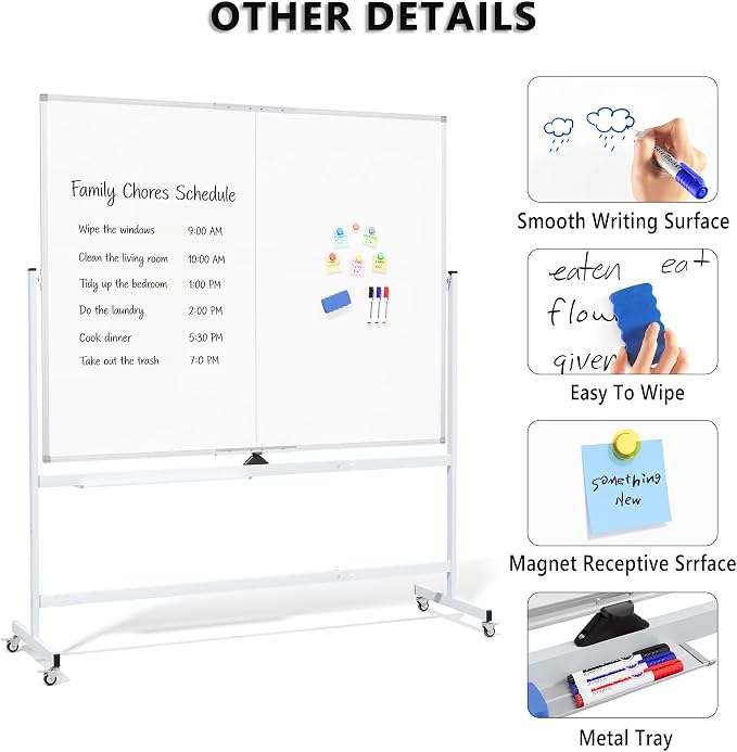 Large Rolling Whiteboard on Wheels - Image 5
