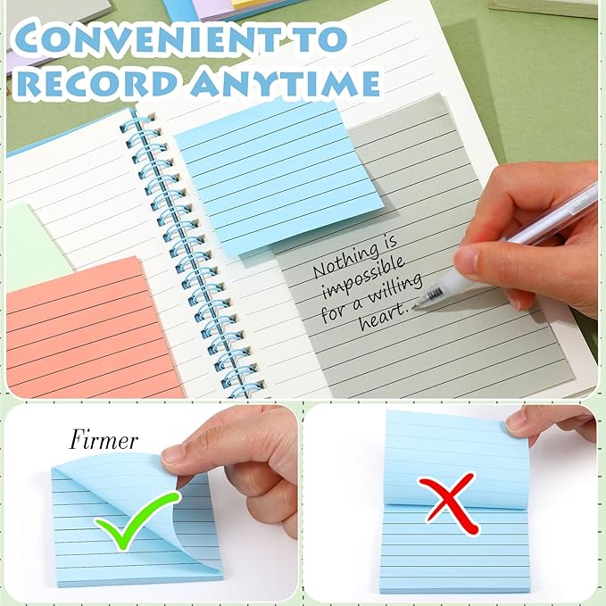 Yexiya 64 Pcs Lined Sticky Notes Self Stick Notes with Lines Bright Assorted Colors Sticky Pad for Home Office Products Post Memos, 1920 Sheets(4 x 6 Inch, 3 x 3 Inch,Fresh Color)-DeskLoop Office