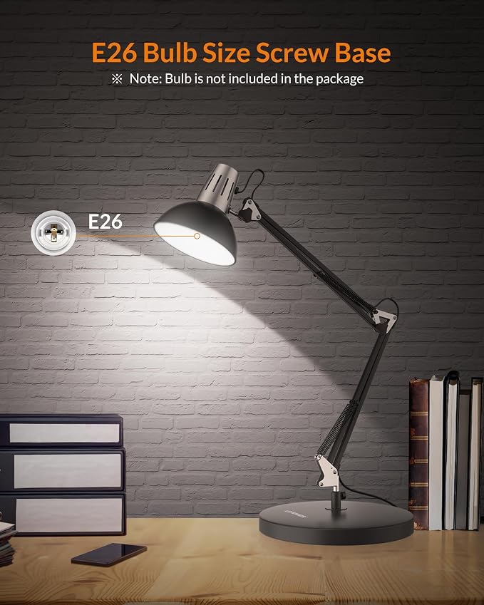 LEPOWER Metal Desk Lamp, Adjustable Goose Neck Architect Table Lamp - Image 5