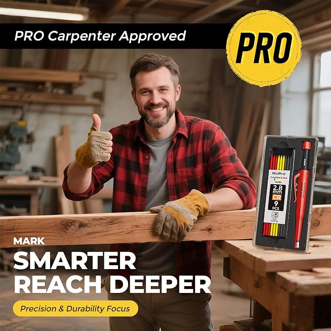 Nicpro Carpenter Pencil with Sharpener, CP3000 Carpenter Mechanical Pencils - Image 5