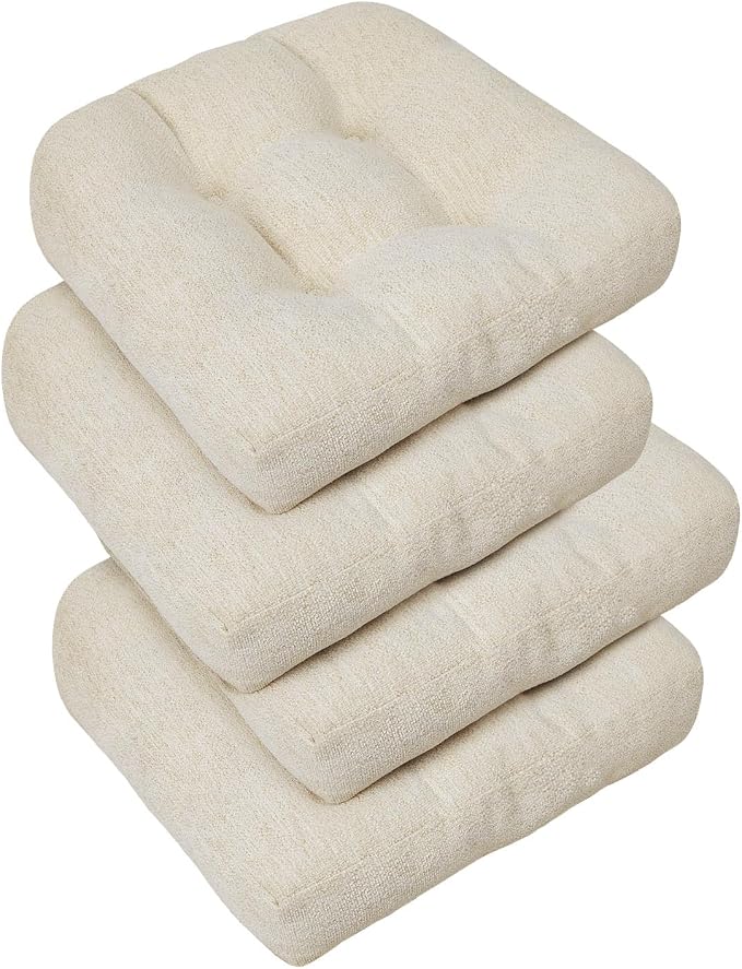 downluxe Chair Cushions for Dining Chairs 4 Pack, Tufted Indoor Chair Pads by Downluxe