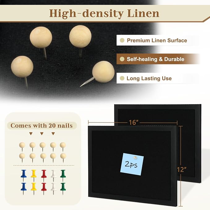 2-Pack Double-Sided Wood Framed Cork Board - Image 3