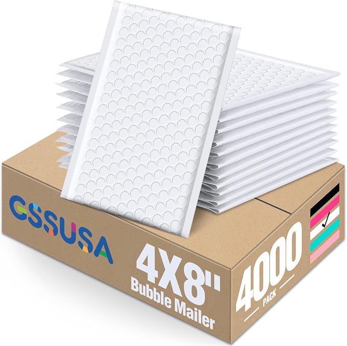 GSSUSA White Bubble Mailers 4x7 Small Padded Envelopes 4000 Pack, Strong by GSSUSA