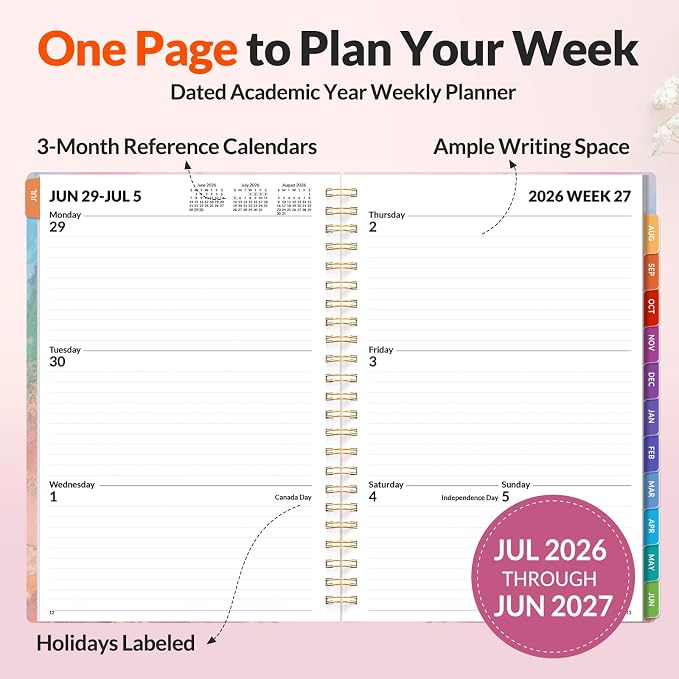 SUNEE Academic Planner 2026-2027 – Weekly & Monthly Planner, July 2026 to June - Image 2