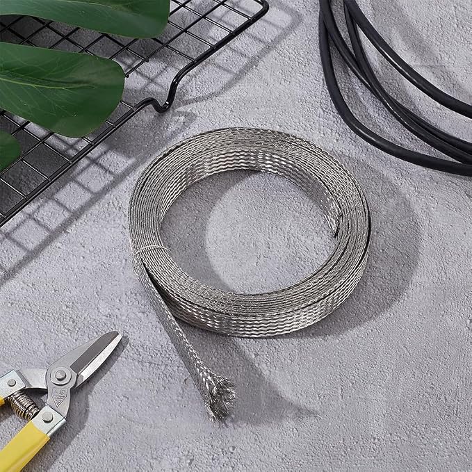 UNICRAFTALE 0.59" Wide Stainless Steel Braided Sleeving Braid 13.12 Feet Cable - Image 2