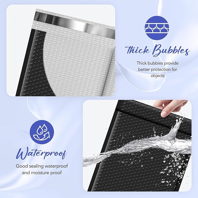 Fuxury Bubble Mailers 9.5x14.5" 250 Pack Black Large Padded Envelopes Usable - Image 3