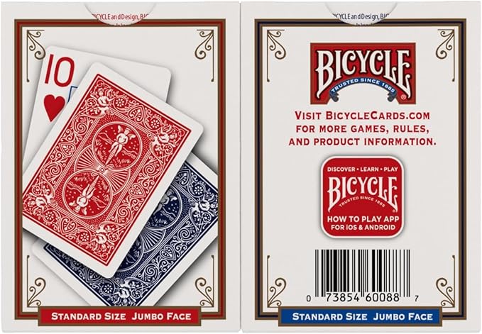 Bicycle Jumbo Index Playing Cards, 2 Pack Large Print Poker Size Deck of Cards - Image 3