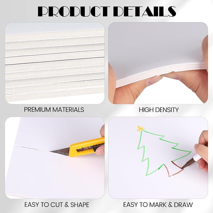Elcoho 8 Pack White Foam Board, 24 x 36 Inch Acid-Free Foam Core Board - Image 3