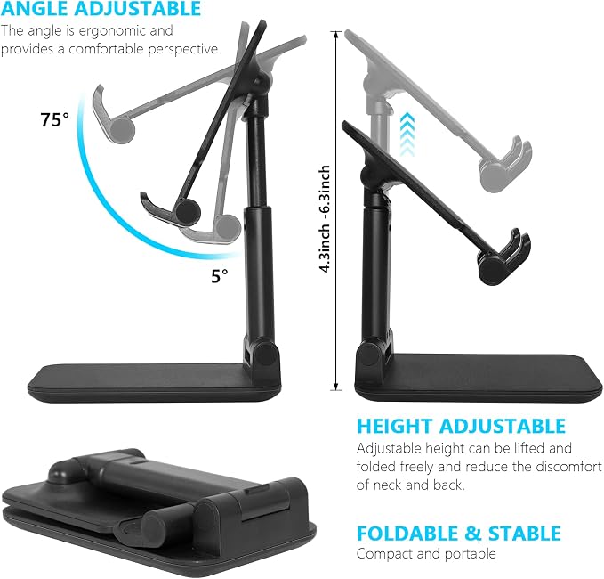 Cell Phone Stand for Desk, Angle & Height Adjustable Phone Holder, | Fully - Image 4