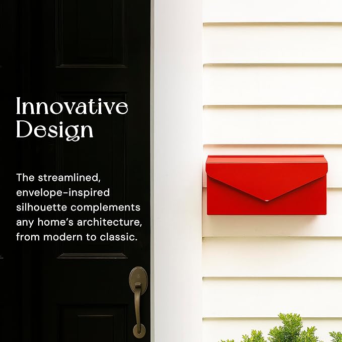 NACH Red Envelope Wall Mount Mailbox, Rust Resistant Metal Mailbox, Mailboxes - Image 3