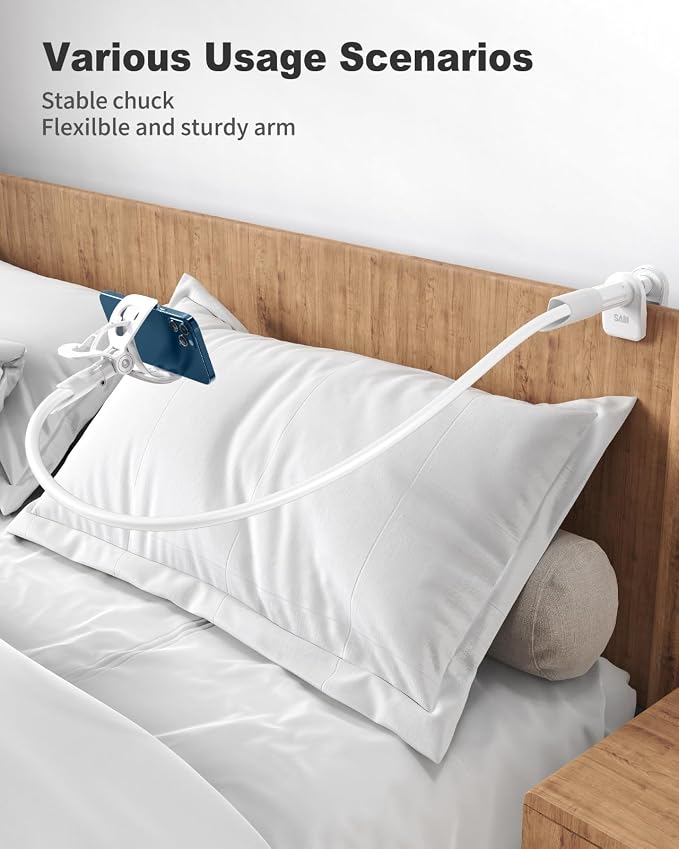 SAIJI Gooseneck Cell Phone Holder, Clamp Universal Lazy Mount Clip Hands Free - Image 3
