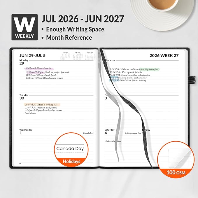SUNEE 2026-2027 Weekly & Monthly Hardcover Planner 5.5" x 8.3" - Image 3
